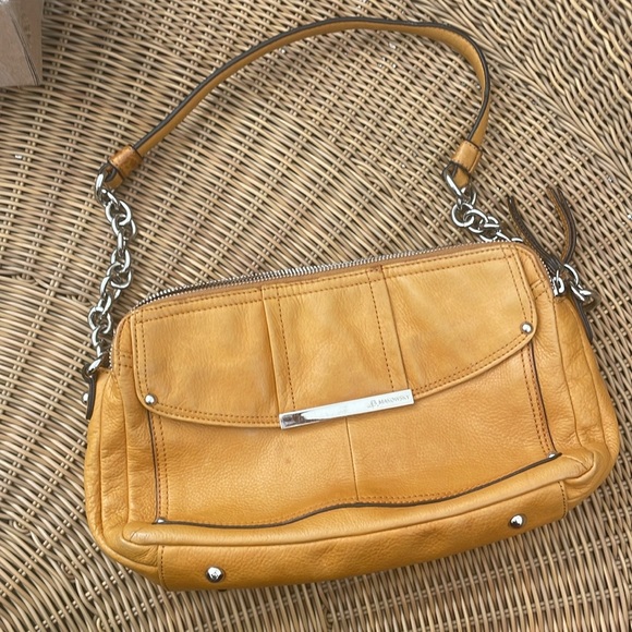 B Makowsky yellow Purse Womens Leather Glove Soft SATC Silver Hardware Bohemian - Picture 11 of 13